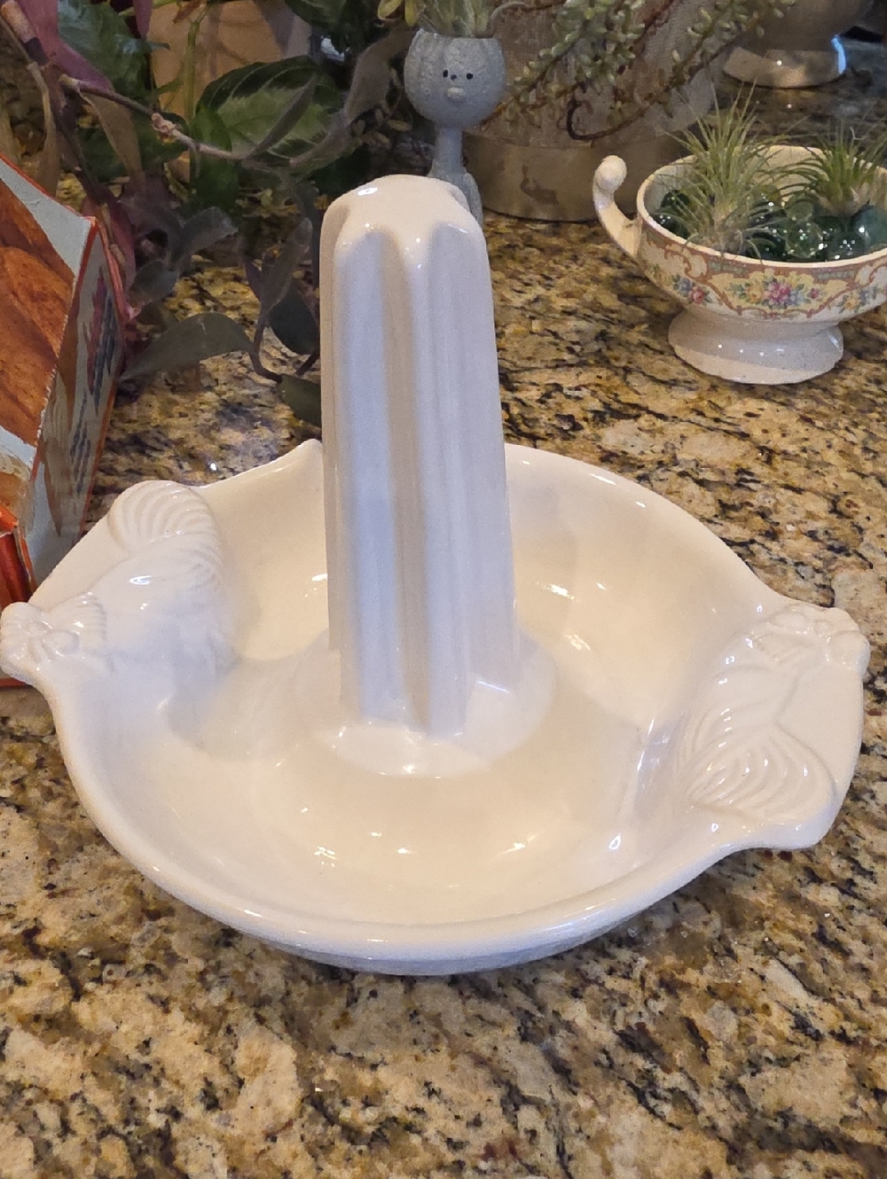 White Ceramic Gernan Upright Chicken Roaster